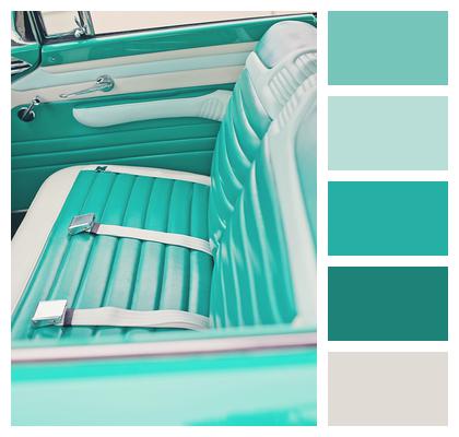 Vintage Car Interior Turquoise Image